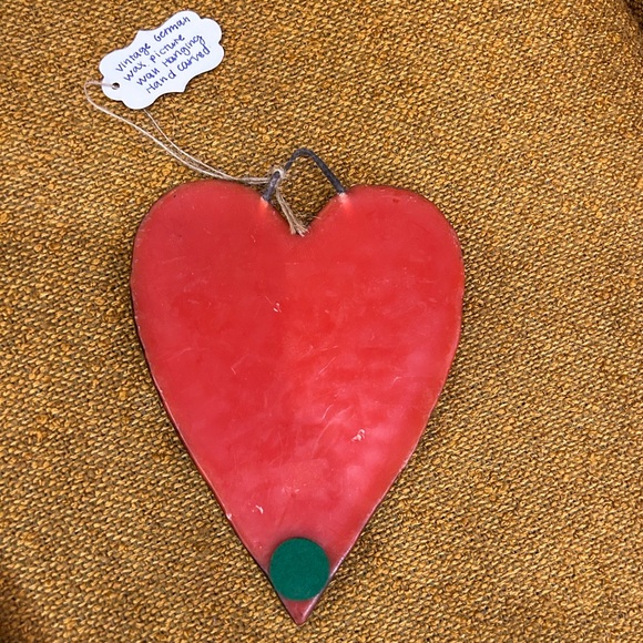 Blackened Beeswax Heart - Folk Art, German Fraktur, Valentine's Day - Picture 3 of 3